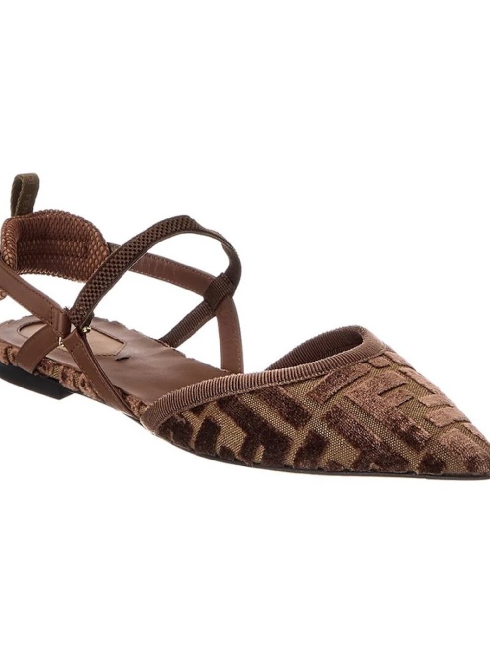 FENDI Colibri Lite FF Tapestry Logo Velvet Flat Slingback Sandals Shoes - Picture 2 of 16